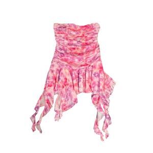 Hello Molly Tie Dye Asymmetrical Sleeveless Mini Dress SZ Large Fairycore Rave